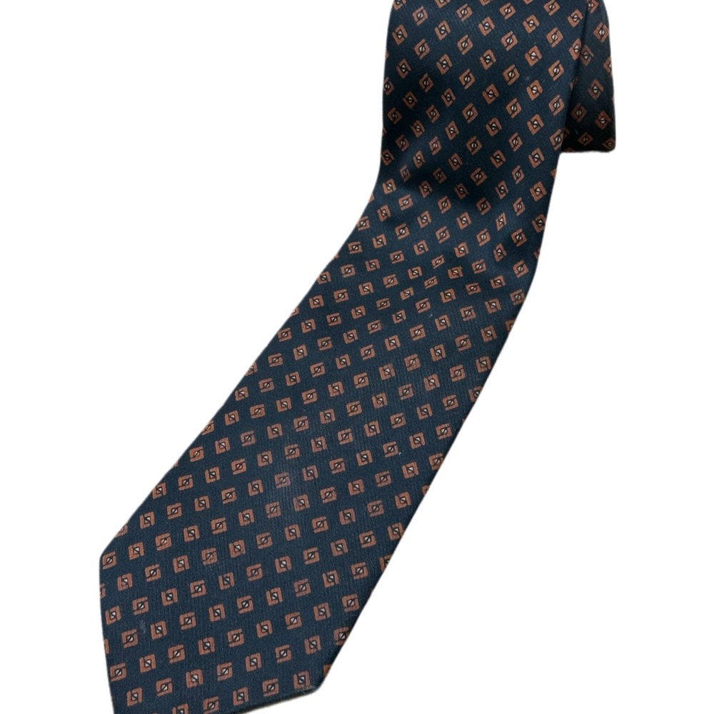 Celine Dark Navy Silk Tie with Polka Dot Pattern